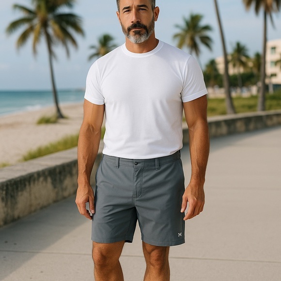 Hurley Gray Flat Front Shorts Tailored Fit - Picture 1 of 11